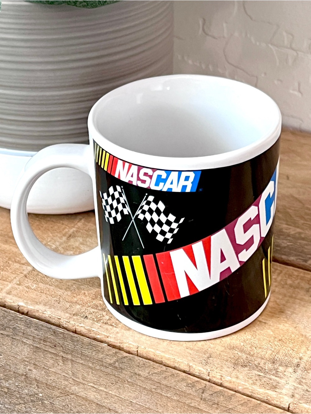 NASCAR Official Logo Coffee Mug Ceramic Racing Checked Flag Collector Cup - Picture 3 of 5